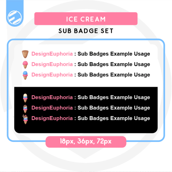 [ Stream Assets ] Ice Cream Cone Sub Badge Set - Image 2
