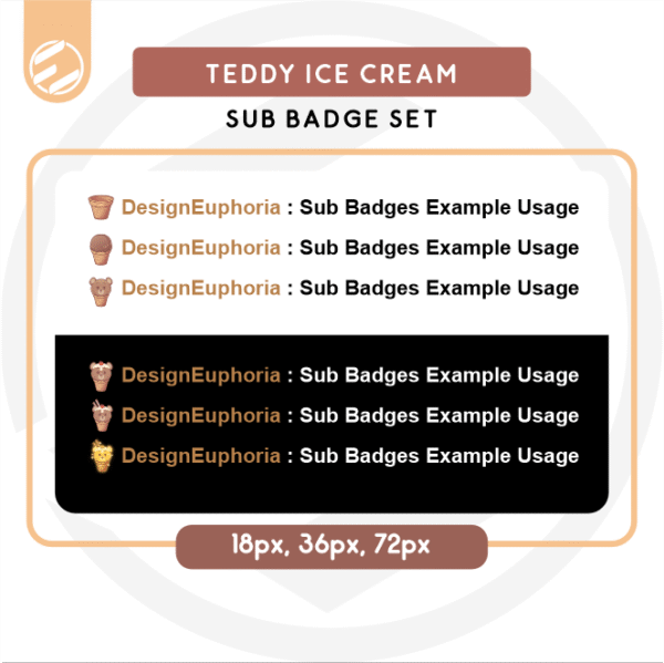 [ Stream Assets ] Teddy Bear Ice Cream Sub Badge Set - Image 2